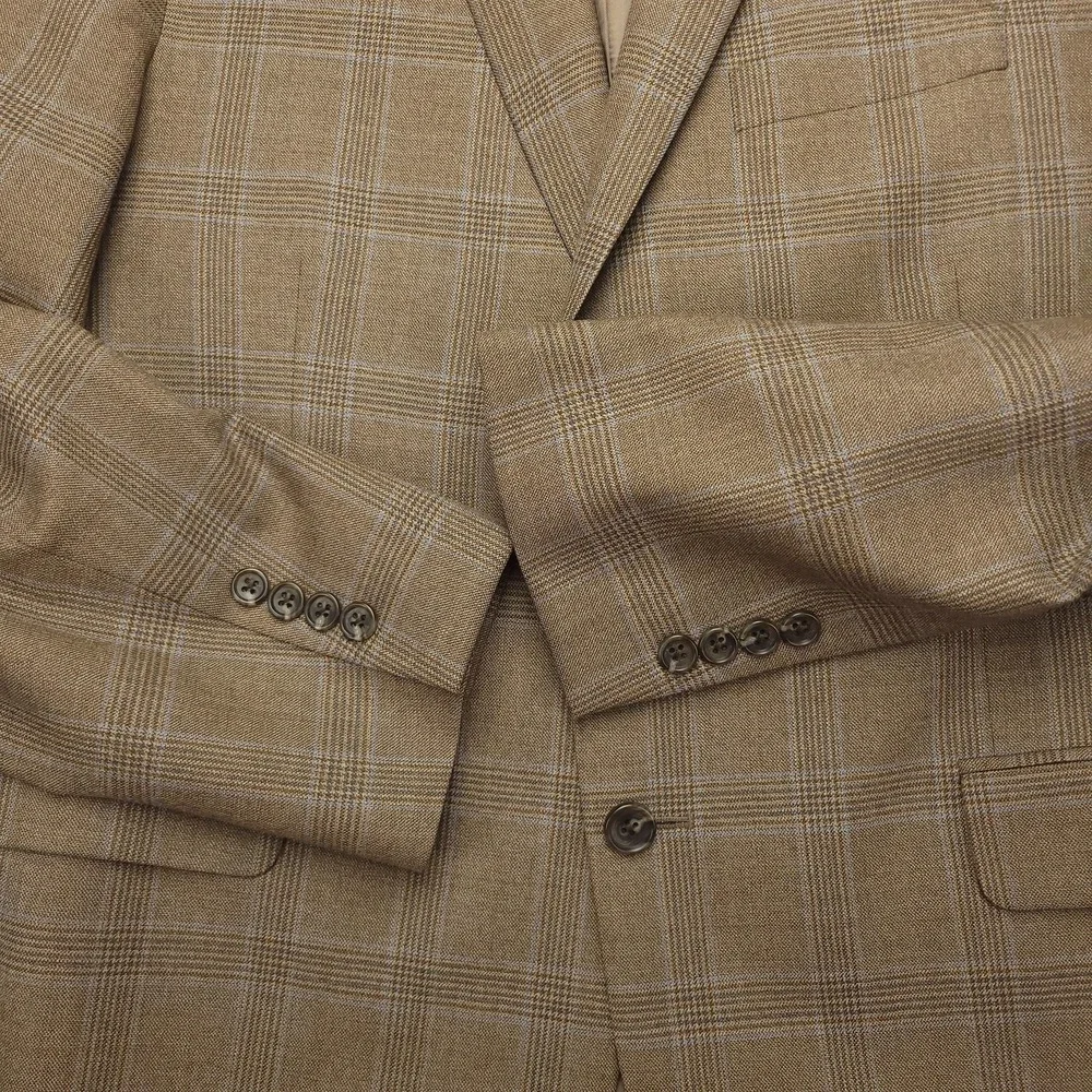 Jos A Bank Signature Blazer Mens 42R Brown Plaid Wool Tweed Sport Coat Jacket